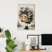 Impression de cerveau floral, illustration botaniq (Bureau à domicile)