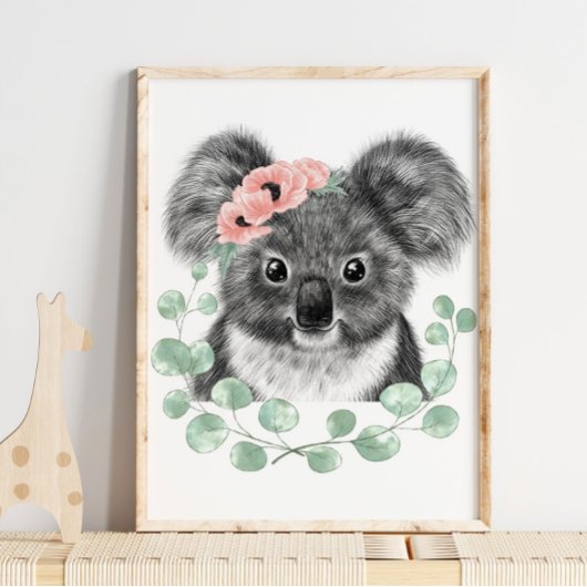 Impression de chambre bébé koala à motif floral | 