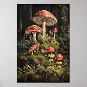 Impression de champignon Amanite tue-mouches, Dark