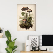 Impression de champignon botanique, fougère mousse (Bureau à domicile)