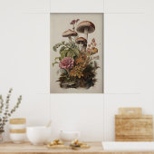 Impression de champignon botanique, mousse boho fo (Cuisine)