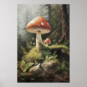 Impression de champignons Amanite tue-mouches, cha