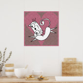 Impression de chat blanc avec cœur rose (Cuisine)