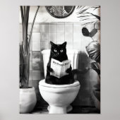 Impression de chat dans une salle de bain noir et  (Devant)