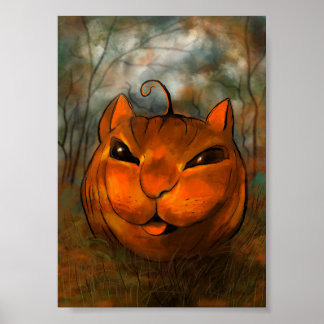 Impression de chat de citrouille d'Halloween