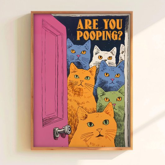 Impression de chat de salle de bain pour toilettes