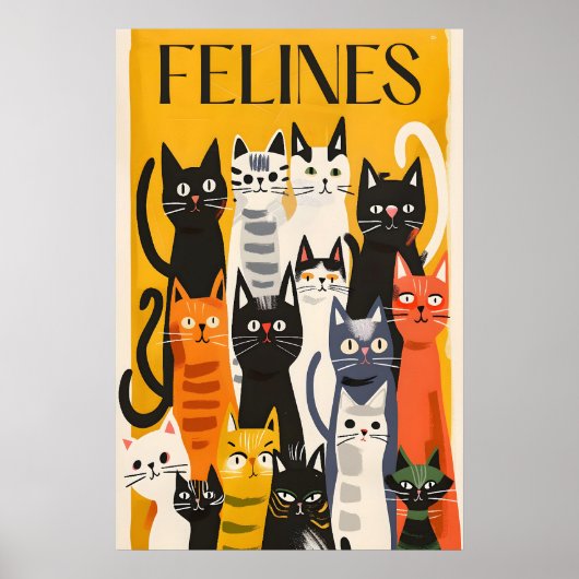 Impression de chat de style Matisse couleur Félin (Devant)