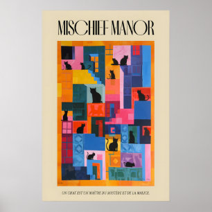 Impression de chat de style Matisse couleur géomét