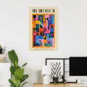 Impression de chat de style Matisse couleur géomét (Bureau à domicile)