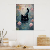 Impression de chat noir de nénuphar, chat dans l'e (Cuisine)
