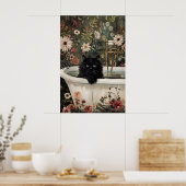 Impression de chat noir floral pour salle de bain, (Cuisine)
