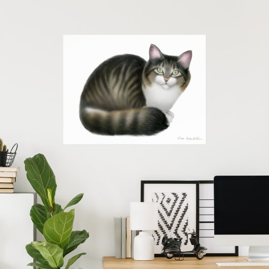 Impression de chat Tabby Friendly (Bureau à domicile)
