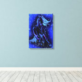 Impression De Cheval En Toile De Lune Bleue Nuit (Insitu (Plancher de Bois))