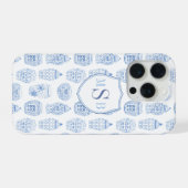 Impression de Chine Bleue et Blanche avec Monogram (Verso Horizontal)