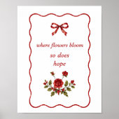 Impression de citation Coquette Ruban Rouge Floral (Devant)