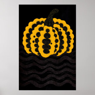 Impression de citrouille abstraite noire et jaune 