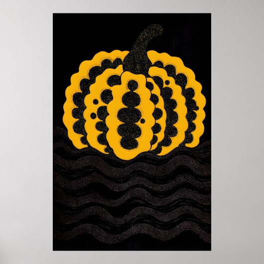 Impression de citrouille abstraite noire et jaune (Devant)