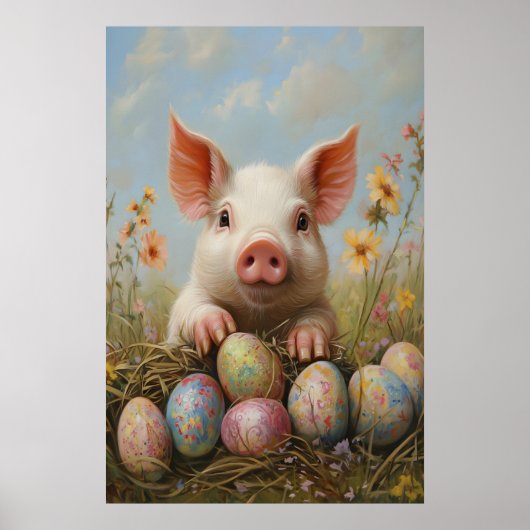 Impression de cochon de Pâques, nurserie pastel de (Devant)