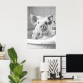 Impression de cochon drôle dans la baignoire Art d (Bureau à domicile)