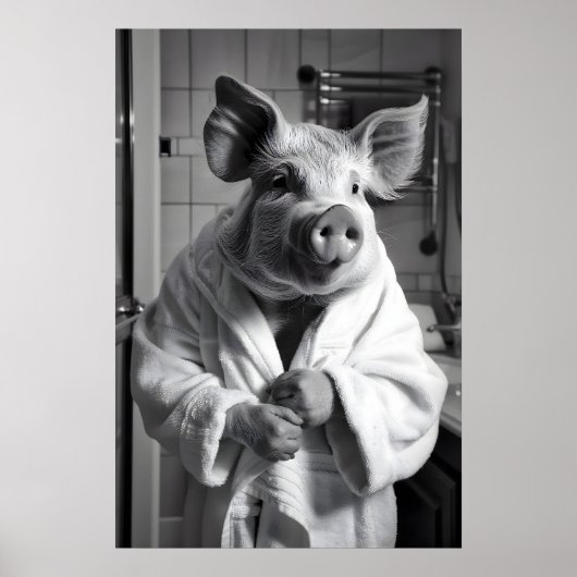Impression de cochon drôle en robe de bain, humour (Devant)