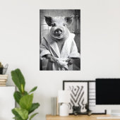 Impression de cochon drôle en robe de chambre Anim (Bureau à domicile)
