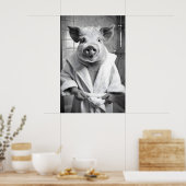 Impression de cochon drôle en robe de chambre Anim (Cuisine)