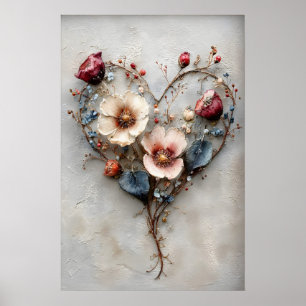 Impression de cœur floral de la Saint-Valentin, Am
