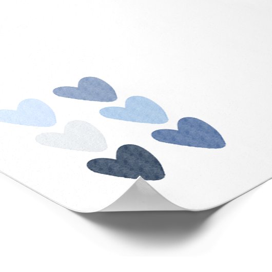 impression de coeurs bleu aquarelle (Coin)