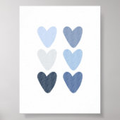 impression de coeurs bleu aquarelle (Devant)