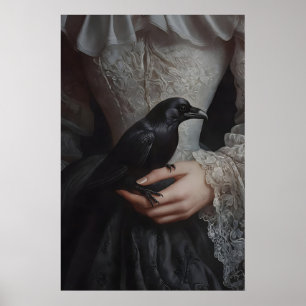 Impression de corbeau gothique et sombre, portrait