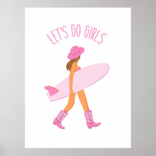Impression de cowgirl surfeuse
