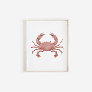 Impression de crabe rouge aquarelle