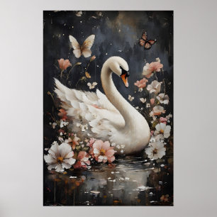 Impression de cygne de fleur lunatique, impression