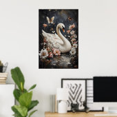 Impression de cygne de fleur lunatique, impression (Bureau à domicile)