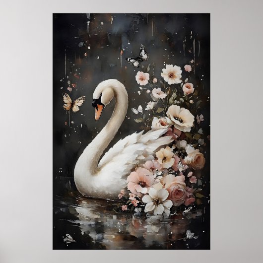 Impression de cygne de fleur lunatique, impression (Devant)