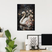Impression de cygne de fleur lunatique, impression (Bureau à domicile)