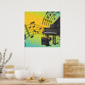Impression de dessin animé de piano à queue (Cuisine)