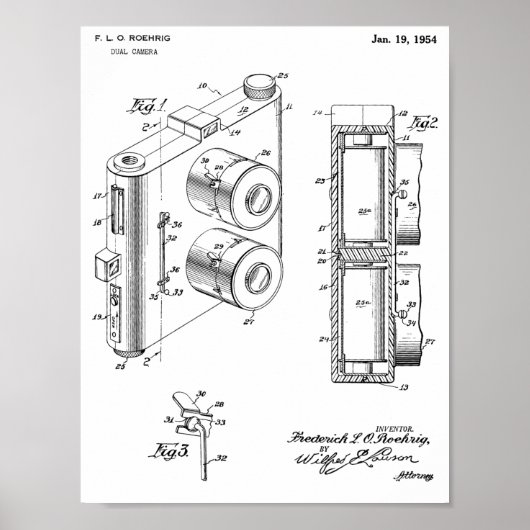 Impression de dessin d'art à double caméra en 1954 (Devant)