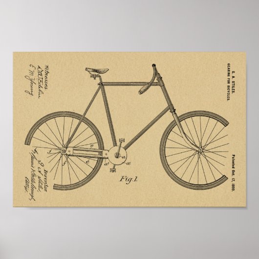 Impression de dessin d'art breveté à bicyclette 18 (Devant)