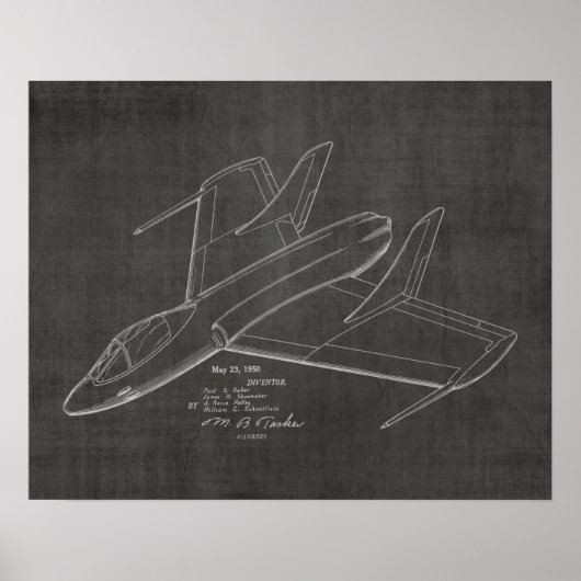 Impression de dessin d'art d'avion à réaction 1950 (Devant)