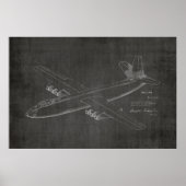 Impression de dessin d'art d'avion à réaction 1950 (Devant)