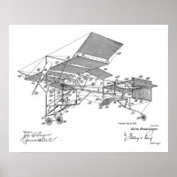 Impression de dessin d'art d'avion Vintage 1914