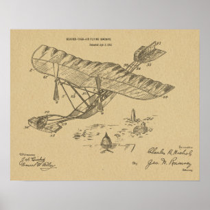 Impression de dessin d'art d'avion Vintage 1915