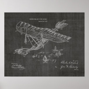 Impression de dessin d'art d'avion Vintage 1915