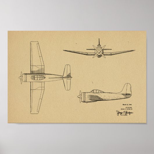Impression de dessin d'art d'avion Vintage de 1946 (Devant)