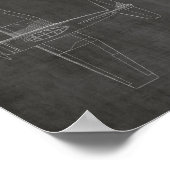 Impression de dessin d'art d'avion Vintage de 1946 (Coin)