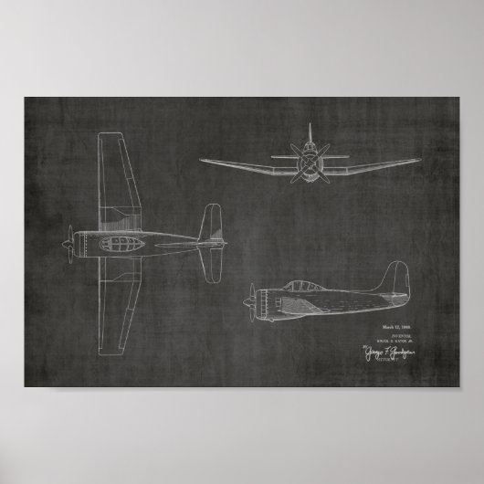 Impression de dessin d'art d'avion Vintage de 1946 (Devant)