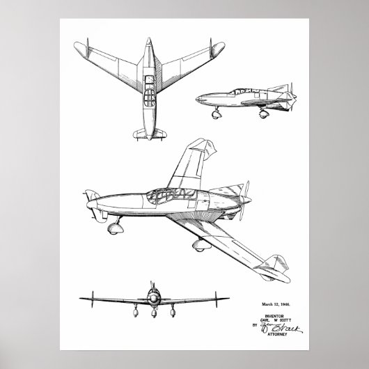 Impression de dessin d'art de l'avion à boucle arr (Devant)