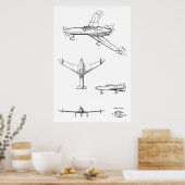 Impression de dessin d'art de l'avion à boucle arr (Cuisine)