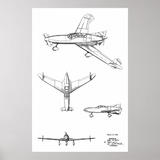 Impression de dessin d'art de l'avion à boucle arr (Devant)